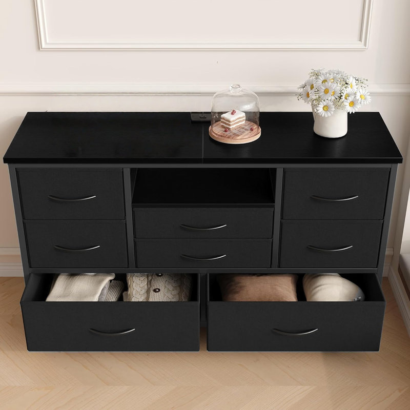 120.4 cm W Chest of 8 Drawers, Black