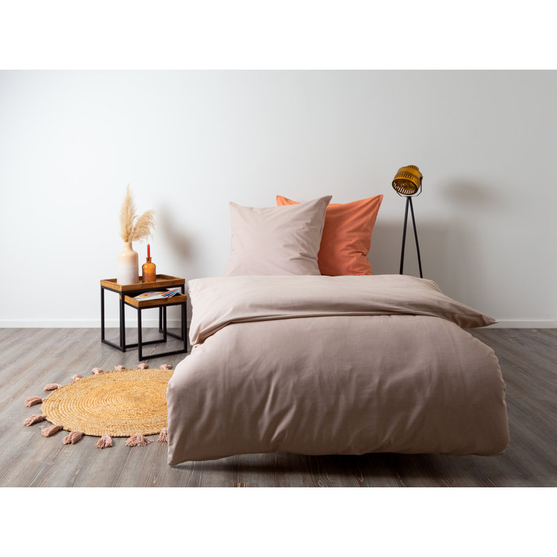 Aristeu Solid Colour Duvet Cover Set with Pillowcases, Single - 1 Pillowcase (80 x 80 cm), Marzipan