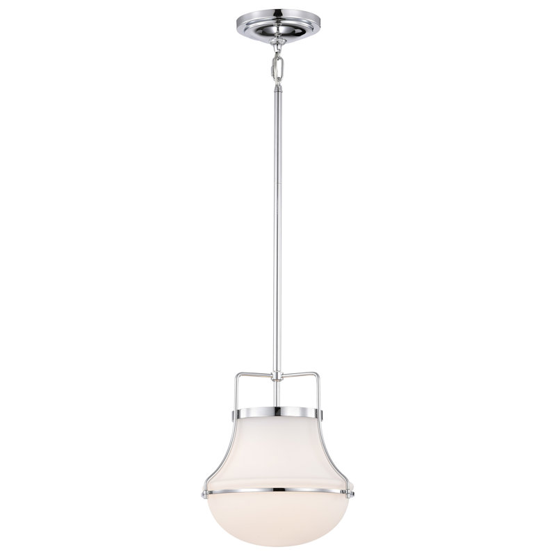 Luminaire suspendu 1 lumière Bashaw, H 50 po x l 10,38 po x P 10,38 po, Nickel poli