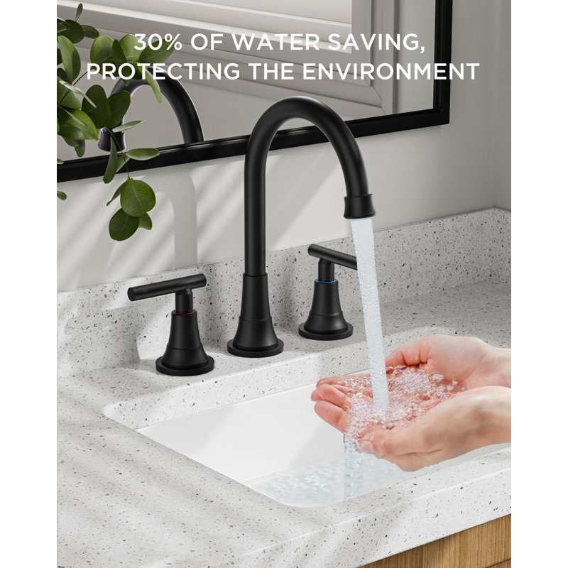 Widespread 2-handle Bathroom Faucet With Drain Assembly, Matte Black