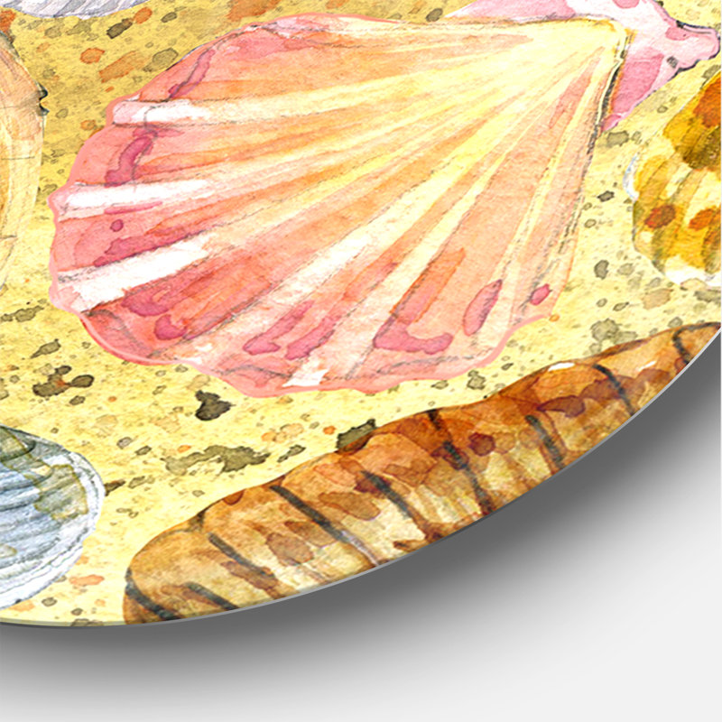 Coquillage et sable de mer - horloge murale moderne, Surdimensionné