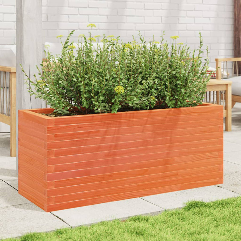 3 Wood Planter, Wax brown, 45.5cm H x 110cm W x 40cm D