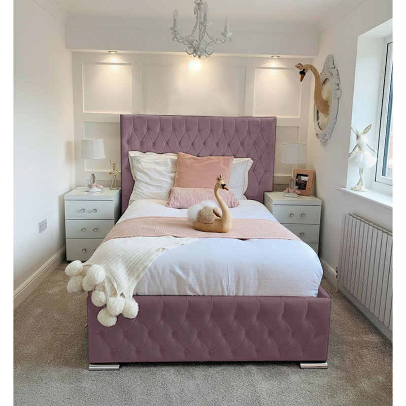 Tharpe Upholstered Bed Frame   , Single (3'), Lilac Purple