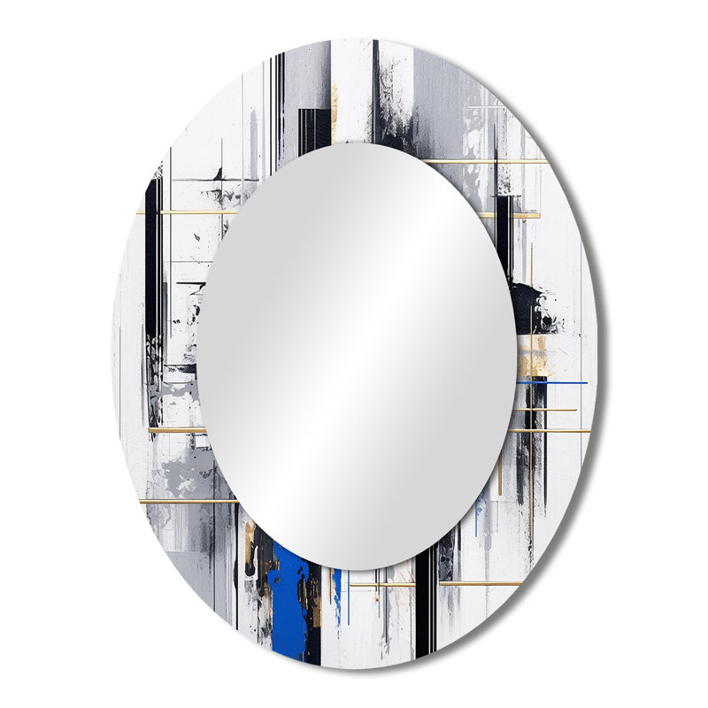 Miroir mural moderne bleu et bleu Bold Stripes II, 43 po x 33 po