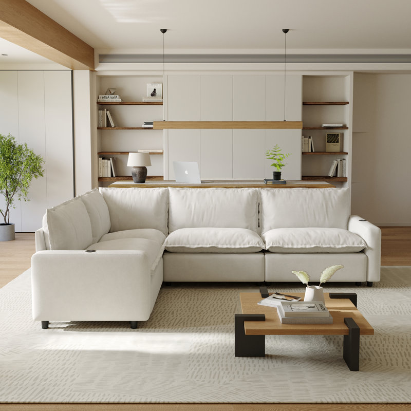 Moncada 4-Piece Modular Linen L-Shaped Power Reclining Sectional With Zero-Gravity And Heated Seats, Beige Linen