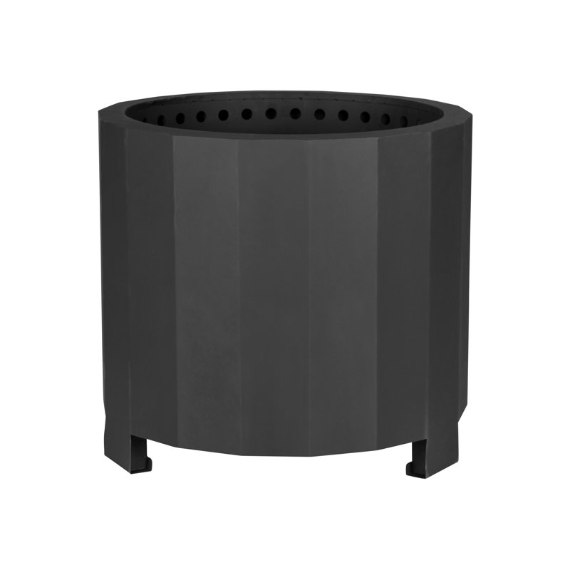 Black Portable Smokeless Wood Burning Fire Pit with Integrated Stand