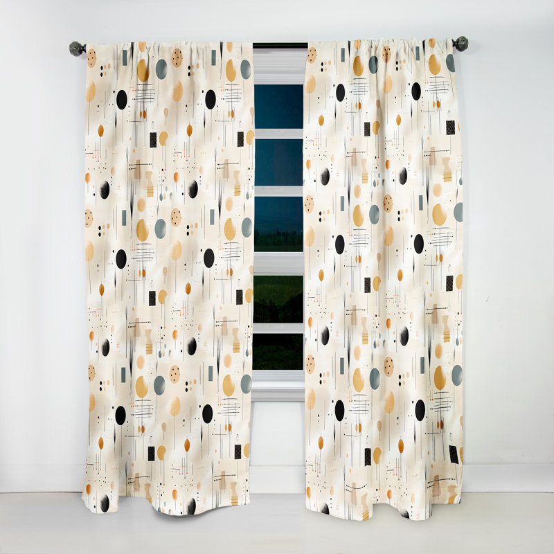 Motif de fougères beige boho minimalisme I - Rideau floral - Velours obscurcissant - 1 panneau, L 52 po x L 120 po