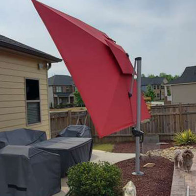 Seroka 12' x 9' Rectangular Umbrella With With Base In Ground,Red