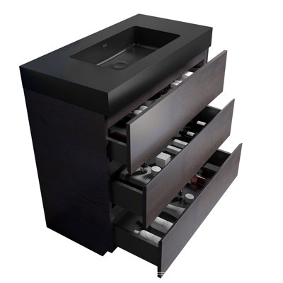 Meuble-lavabo autoportant avec grand lavabo et rangement