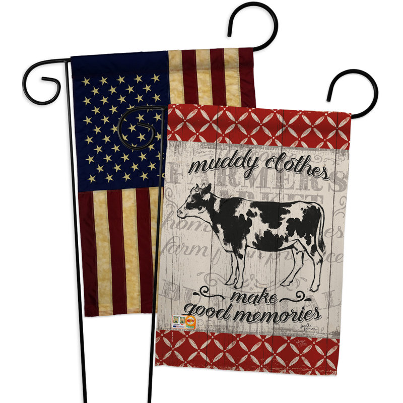 Vache de polyester à 2 faces 19 x 13 po drapeau de jardin