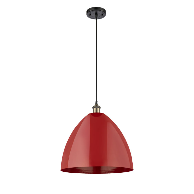 Luminaire suspendu conique 1 lumière, Rouge, Noir / Laiton