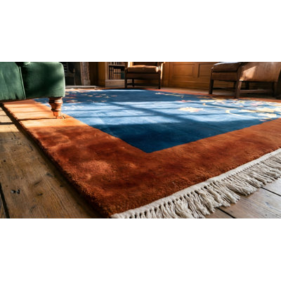Tapis bleu marine antique Art Deco
