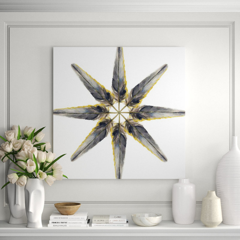 Feather Flakes I Print by Elena Carlie, 24" H x 24" W, Glass Coat