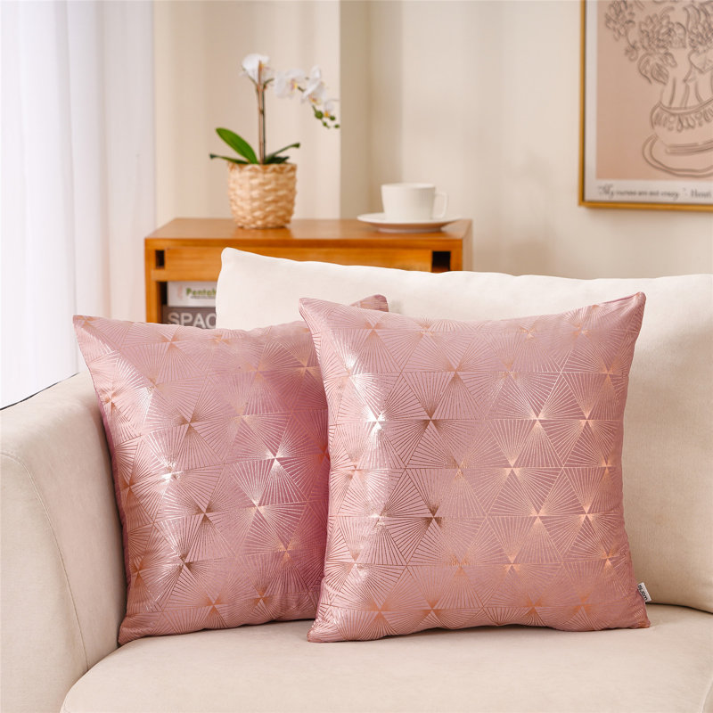 Jeté en velours, Housse de coussin seulement - sans insert, Rose, 14 po x 20 po