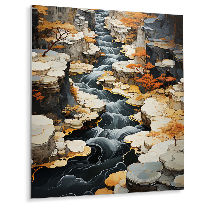 «Abstract Waterfall Endless Journey», impression d'art mural en métal, H 20 po x l 12 po x P 1 po