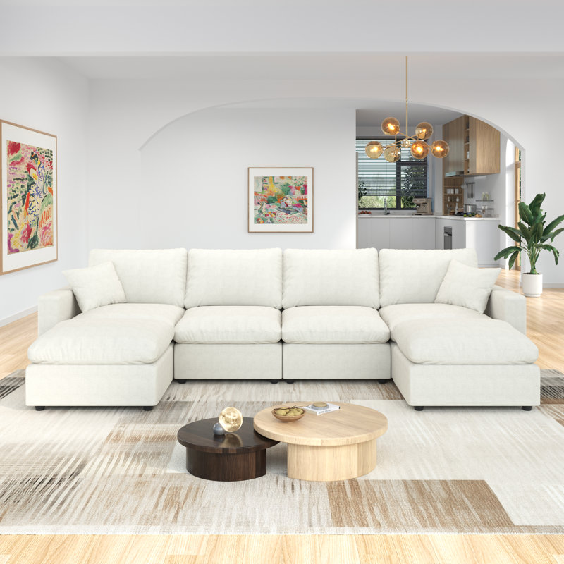 Canapé modulaire 6 places Canapé modulaire confortable pour le salon, canapé modulaire rembourré à siège profond convertible, housses de coussin amovibles et lavables