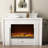 Beige Solid Wood Electric Fireplace