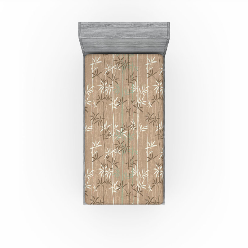Drap-housse Ambesonne Exotic Branches Simple Forest Leafy Sea Green Dark Mustard, Drap-housse de taille simple