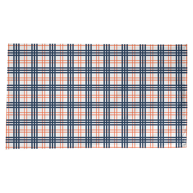 Nappe en mélange de coton à carreaux, Blanc / orange / bleu