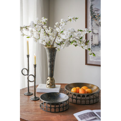 S/2 Black and Gold Iron Candle Holders with Playful Loop Design