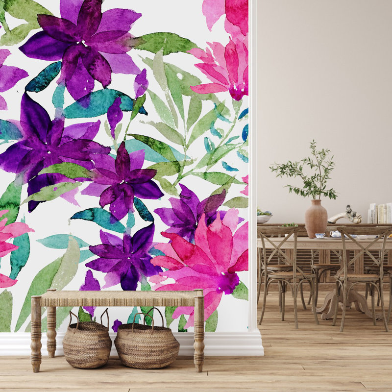 Peel & Stick Floral Wall Mural, 10.42" W x 10.42" L