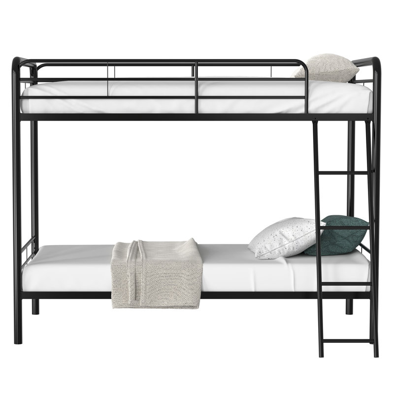 Bunk Bed with Built-in Ladder Included, Black