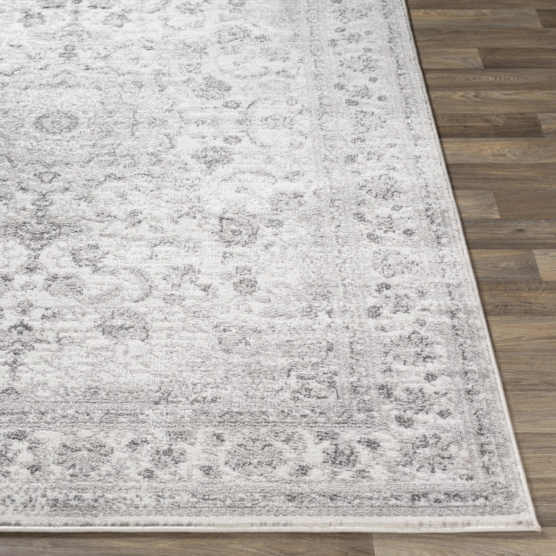 Tapis oriental gris clair / gris anthracite / blanc Kucera, Rectangle 6 pi 7 po x 9 pi