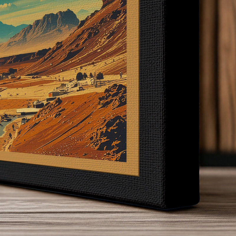 Alien Planet Rise Retro - Wrapped Canvas, Black Border, 24x16 - 61.0 x 40.6 cm