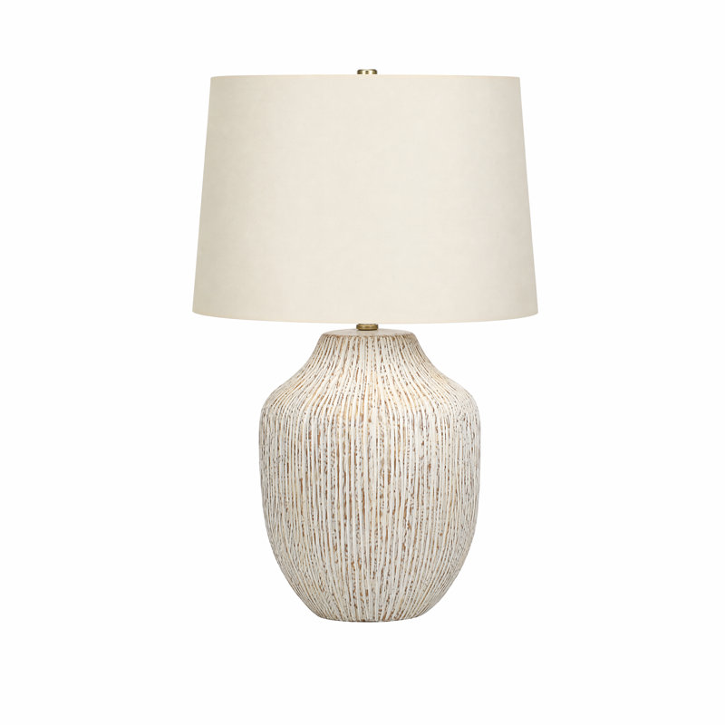 Table Lamp - 26"H, Cream Ceramic Material, Ivory & Cream Shade