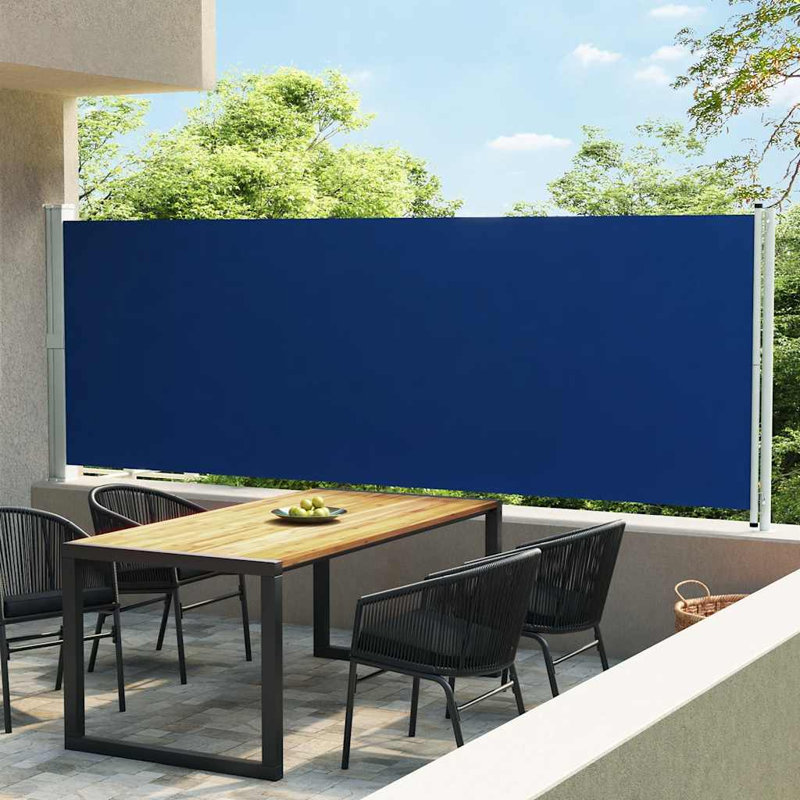 Dakota Fields 600cm W x 8cm D Fabric Cover Retractable Side Awning, Navy, 160cm H x 600cm W