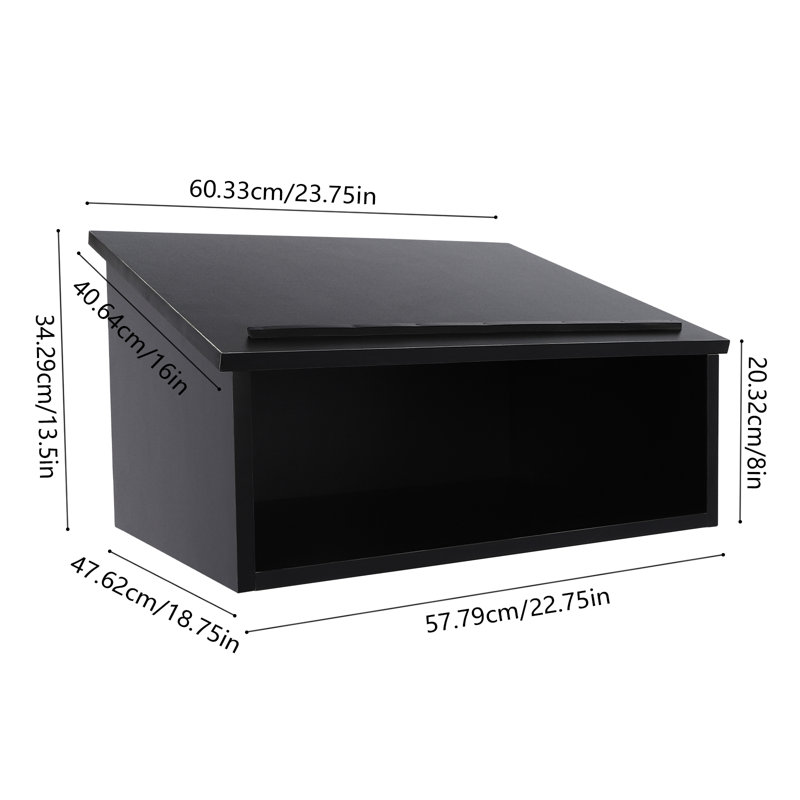 Black Wood Tabletop Lectern with Storage Shelf