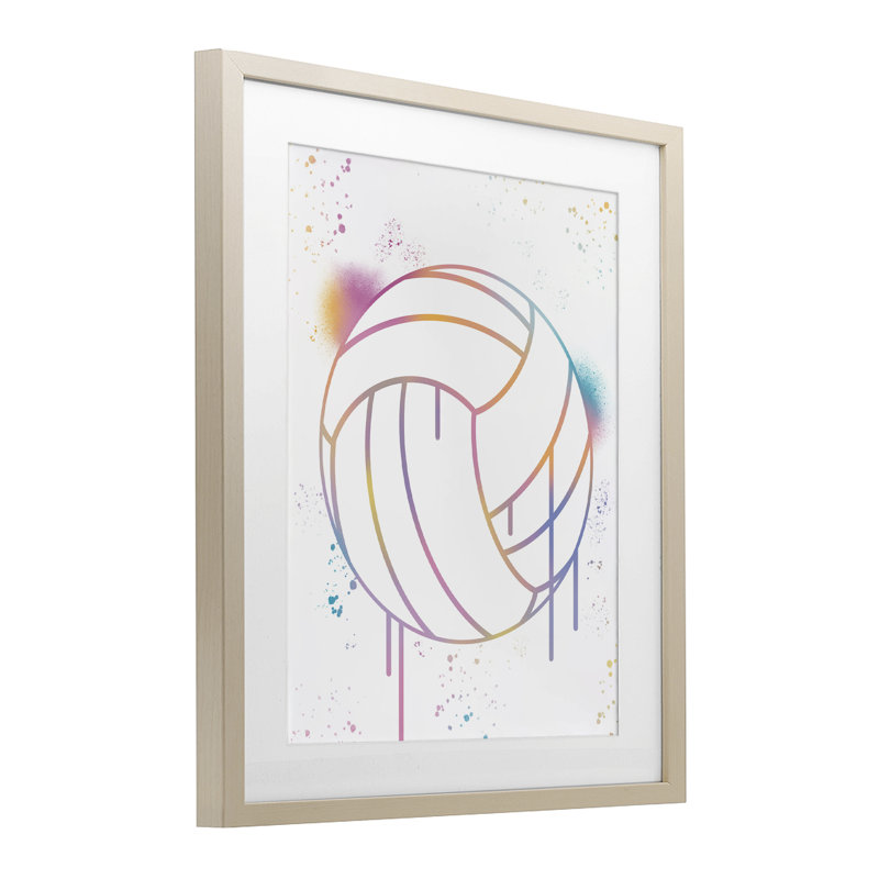 «Graffiti Volleyball Drip», impression par Marcus Prime, Cadre de récolte en pin, H 16 po x l 13 po