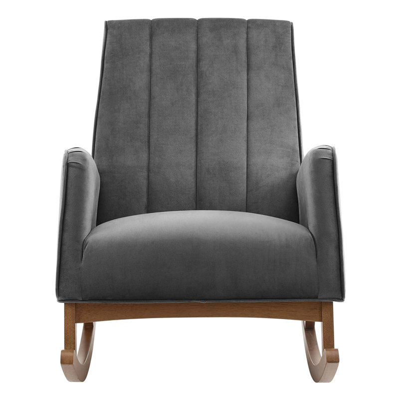Kuhlmann Performance Velvet Rocking Chair In Light Grey, Grey Velvet