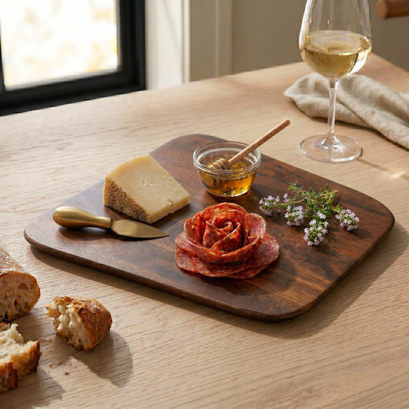 Quadra Small Wooden Cutting Board, Contemporary Chopping Board for Kitchen, Serving Platter and Food Preparation, 8.5" x 8"
