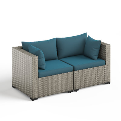 Zoea Outdoor Patio Sofa with Removable Cushions (Set of 2) 
