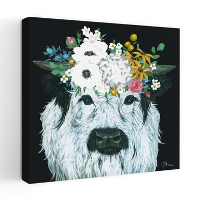 Contemporary Mrs Calloway On Black With Whimsical Cow Art