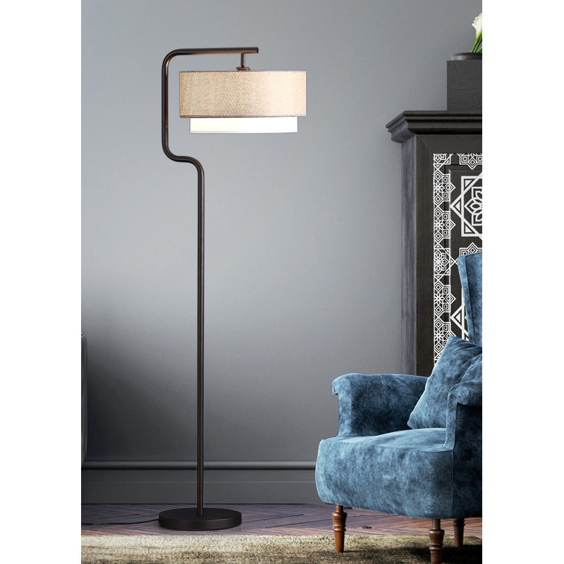 Taniusa 63"H Metal Floor Lamp, Dark Bronze, Brown White