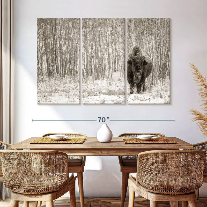 Brampt Bison In Winter Forest, 42" H x 65" W