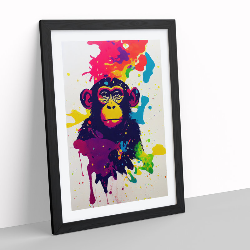 Monkey Paint Splash No.5 - Framed Print, Black, 64cm H x 46cm W x 2cm D