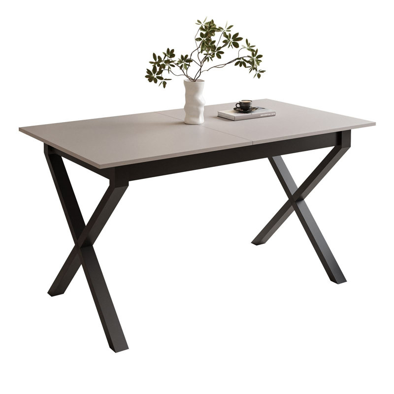 Extendable table ARTON II  140 cm,  "X" legs, Cashmire, Black