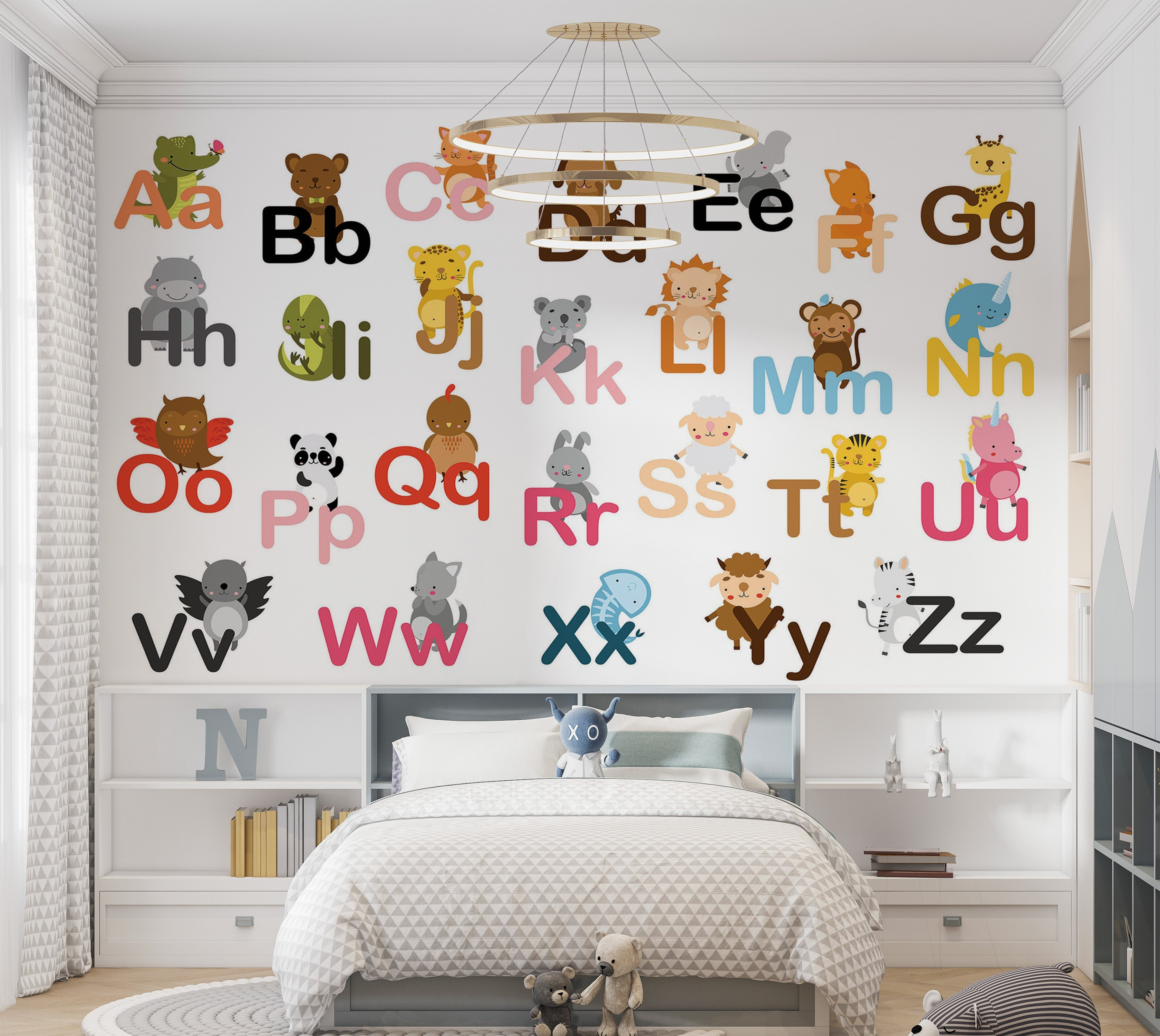 One Allium Way® Premium Peel & Stick Wall Mural - Animal Alphabet | Wayfair