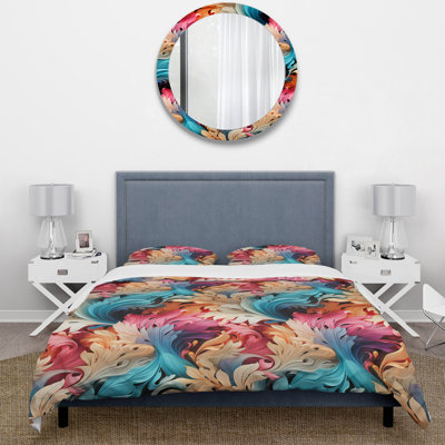 Ensemble de housse de couette à motif cachemire rose et mauve à motif de roses romantiques II