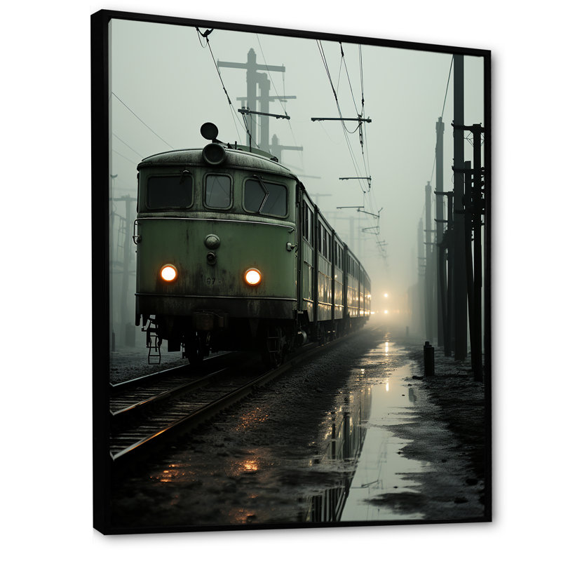 «Comforting Moody Train Journey» sur toile, H 44 po x l 34 po x P 1,5 po, Cadre flottant noir