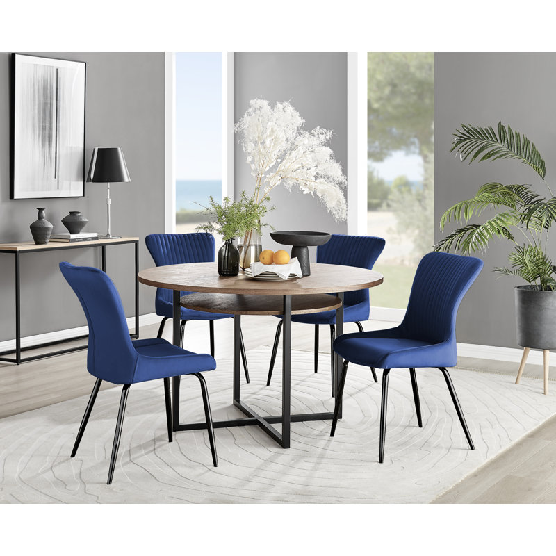 Ensemble repas pour 4 personnes Aashdon, Bleu foncé/noir