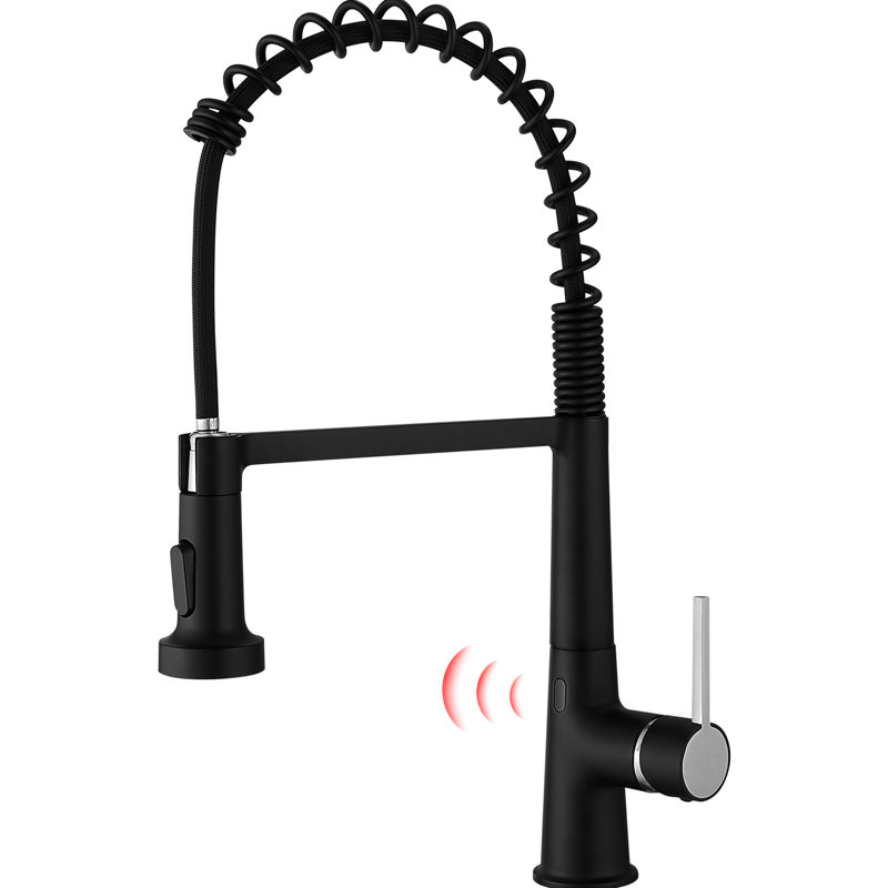 Robinet de cuisine mains libres à robinet intelligent avec évier de remplissage en céramique noire moderne
