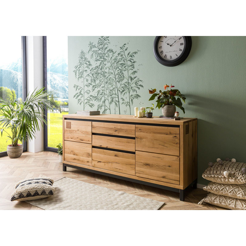 Villanders 190cm Solid Wood Sideboard, Natural Brown