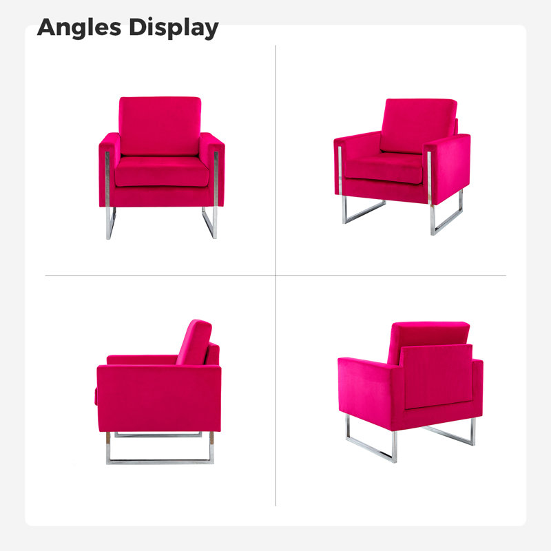 Charo 31.5" W Tufted Velvet Club Chair, Fuchsia Velvet