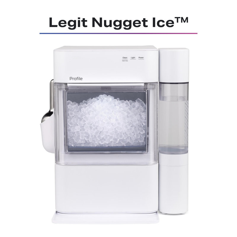 GE-Profile-Opal-2-0-Ultra-Nugget-Ice-Maker-with-Side-Tank-and-Scale-Inhibiting-Filter-XPIO13SWSS, White