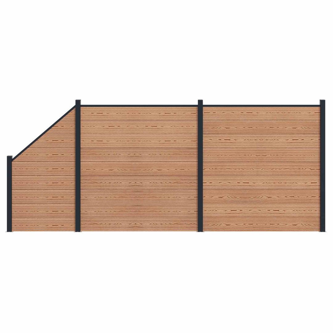Vidaxl WPC Fence Set 10 Square+1 Slanted Barrier Panel Screen Privacy Screen