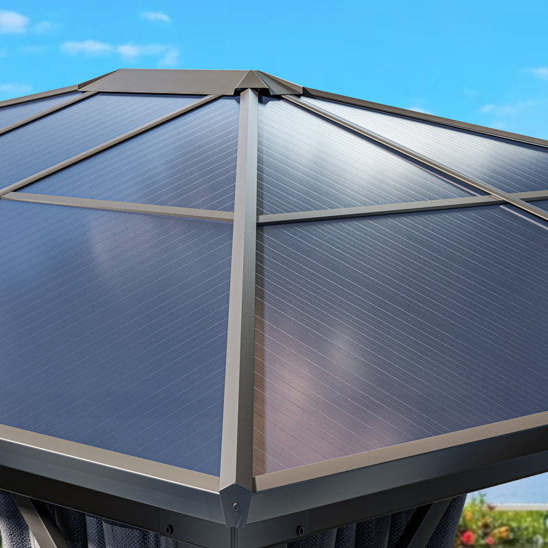 Pavillon de jardin en aluminium avec rideaux, L 12 pi x P 10 pi